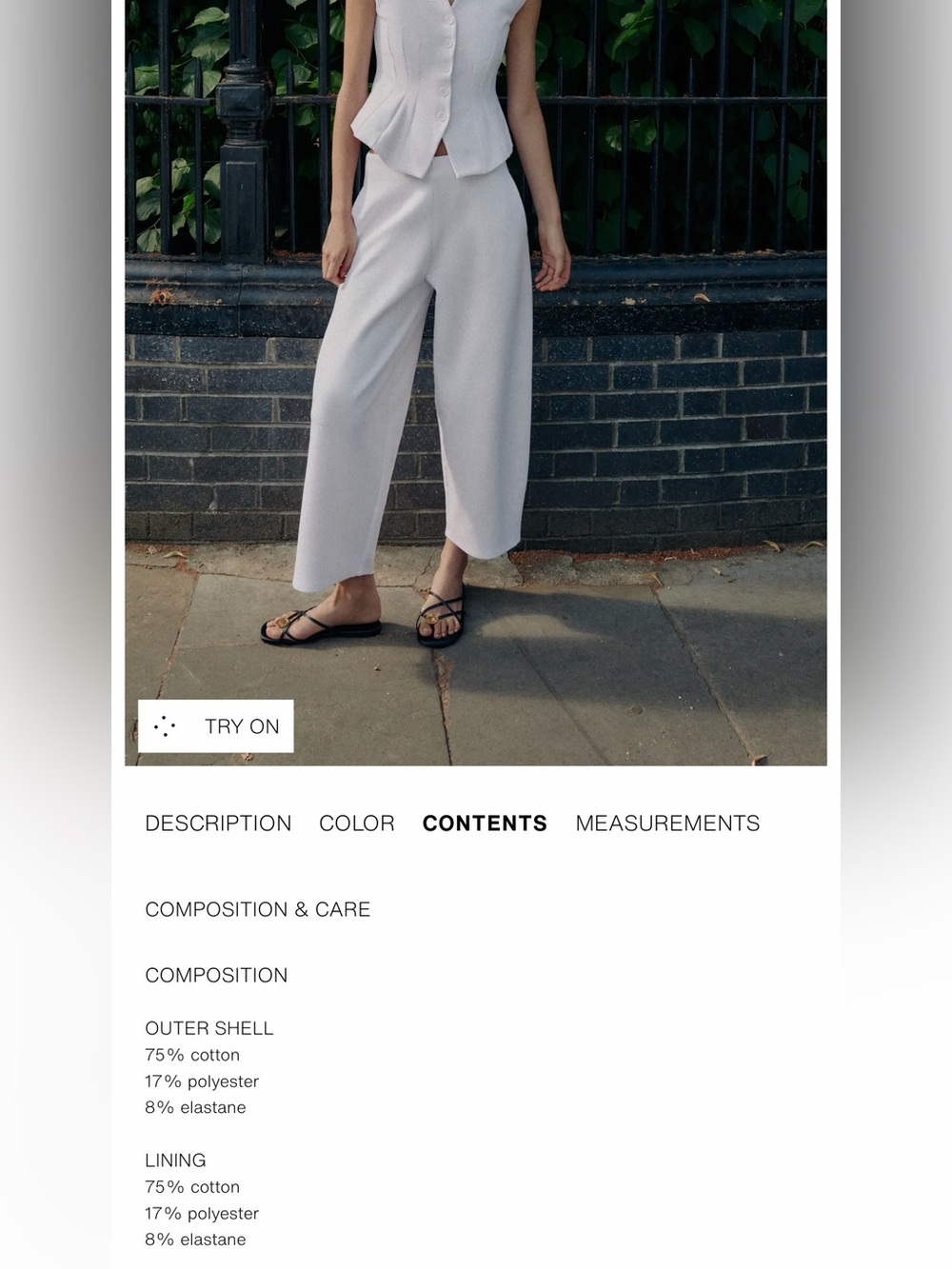 ZARA Vest and Barrel Leg pants set in Oyster-White Size Medium - Picture 7 of 10